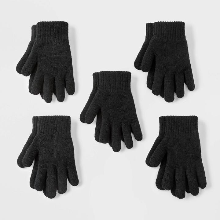 Toddler 5pk Magic Gloves - Cat & Jack Black