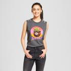 Fortune Fashions Women's Smokey Bear Retro Shoulder Slash Graphic Tank Top (juniors') - Heather Gray