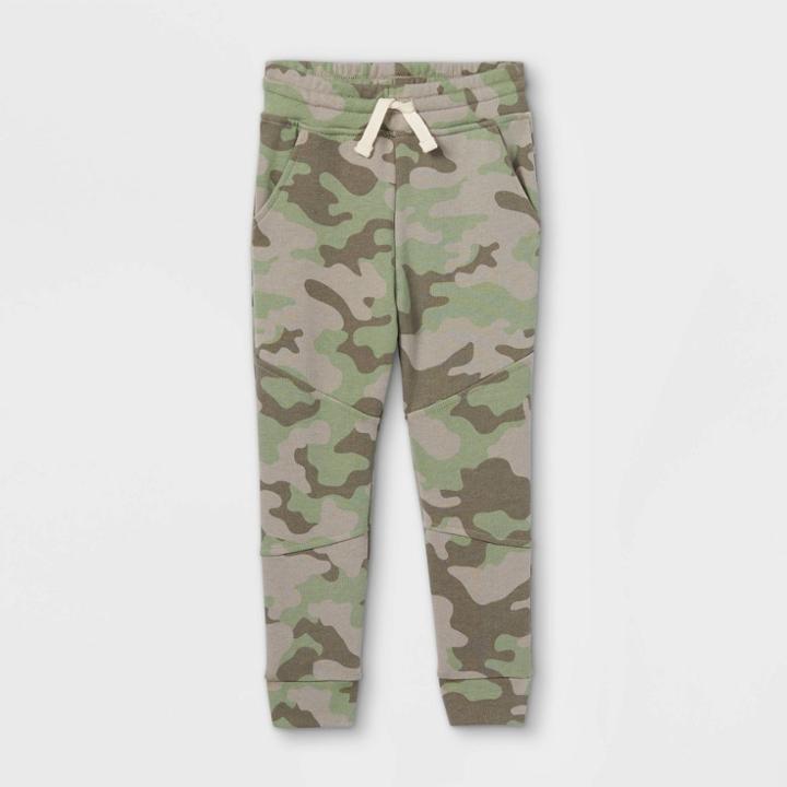 Toddler Boys' Fleece Camo Moto Jogger Pants - Art Class Green