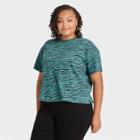 Women's Plus Size Short Sleeve Jersey Boxy T-shirt - Ava & Viv Blue Zebra