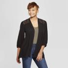 Women's Long Sleeve Open-front Kimono Jacket - Knox Rose Black