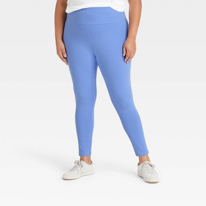 Women's Plus Size High-waisted Leggings - Ava & Viv Blue X