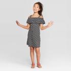 Girls' Off The Shoulder Button Front Dress - Art Class Black