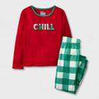 Girls' 2pc Chill Plaid Long Sleeve Pajama Set - Cat & Jack Dark Red