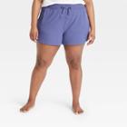 Women's Plus Size Mid-rise French Terry Shorts - All In Motion Grape 1x, Purple Purple