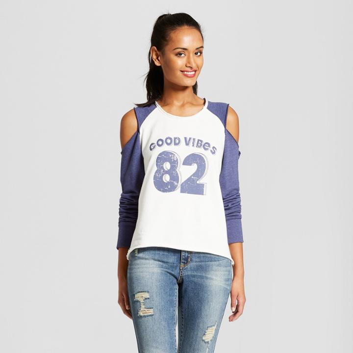 Women's Good Vibes 82 Pullover Raglan Graphic Sweatshirt - Grayson Threads (juniors') White L, Size: