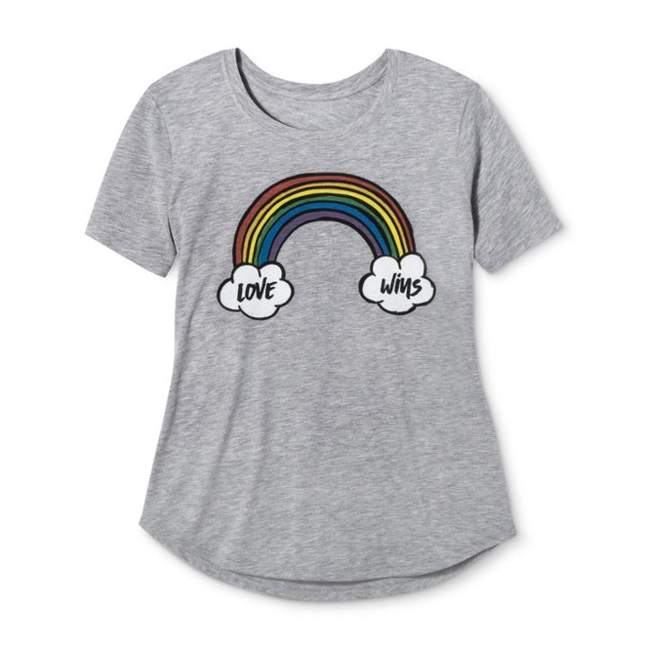 Well Worn Pride Adult Short Sleeve Love Wins Rainbow T- Shirt - Fancy Heather Xxl, Adult Unisex, Gray