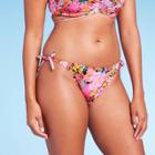 Women's Tunneled Side-tie Cheeky Bikini Bottom - Shade & Shore Multi Floral Print