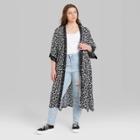 Women's Plus Size Daisy Print Kimono - Wild Fable Black