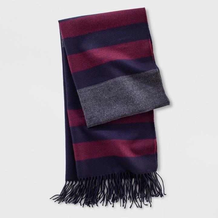 Men's Striped Woven Oblong Scarf - Goodfellow & Co Navy (blue)