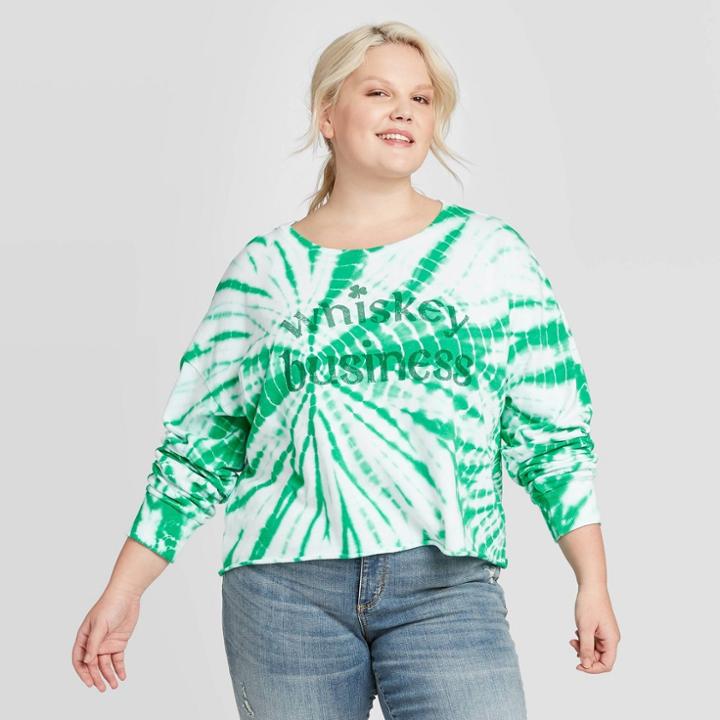 Women's Whiskey Business Plus Size Long Sleeve T-shirt - Grayson Threads Green 1x, Women's, Size: