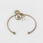 Target Women's Open Cuff Bracelet With Elephant Coin, Small Coin, And Wishbone - Gold