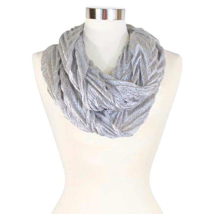 Women's Infinity Fashion Scarf Silver Chevron - Sylvia Alexander