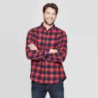 Men's Plaid Standard Fit Long Sleeve 1-pocket Flannel Button-down Shirt - Goodfellow & Co Ripe Red