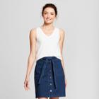 Women's Loose Fit V-neck Tank - A New Day White