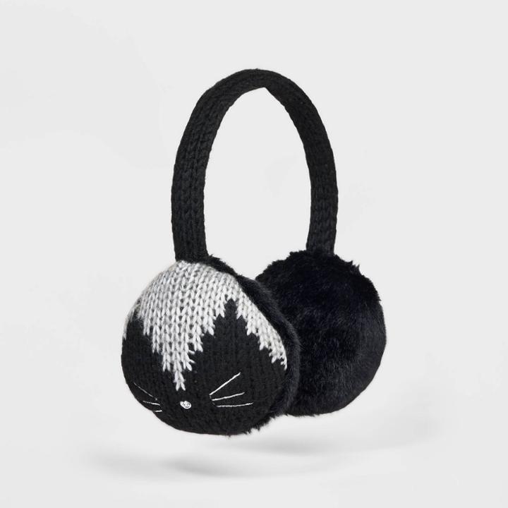 Girls' Knitted Earmuff Hat - Cat & Jack Black