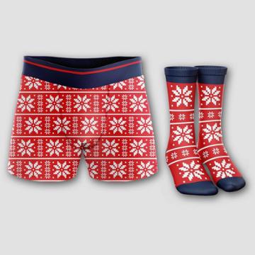 Handcraft Men's Holiday Snowflakes Boxer Briefs & Socks Set - Red/white
