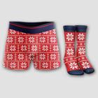 Handcraft Men's Holiday Snowflakes Boxer Briefs & Socks Set - Red/white