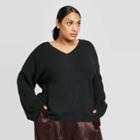 Women's Plus Size V-neck Pullover Sweater - Prologue Black 1x, Women's,