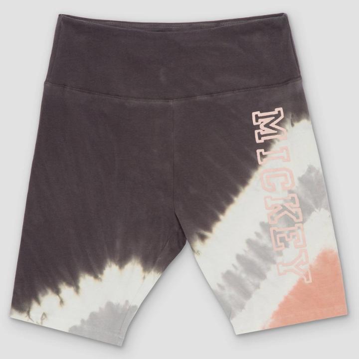 Mickey Mouse Women's Disney Mickey Graphic Bike Shorts - Black Tie-dye
