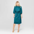 Women's 3/4 Sleeve Tie Waist Column Maxi Dress - Who What Wear Blue