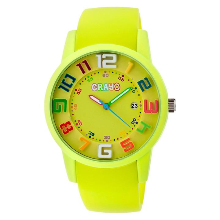 Target Women's Crayo Festival Watch With 3d Raised Numbers And Date Display-lime, Yellow