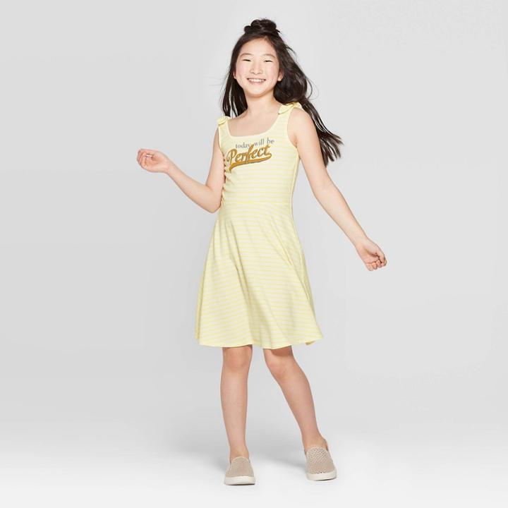 Girls' Graphic Square Neck Tank Dress - Art Class Xs,