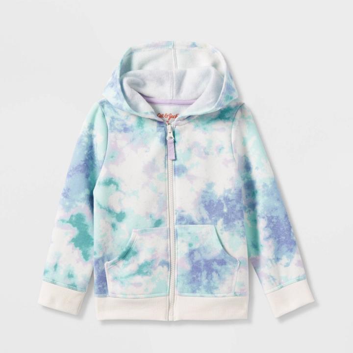 Toddler Girls' Printed Fleece Zip-up Hoodie - Cat & Jack Blue