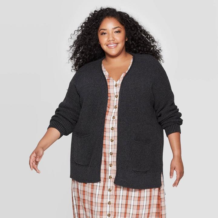 Women's Plus Size Long Sleeve Side Slit Open Layered Cardigan - Universal Thread Gray 3x, Women's,