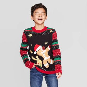 Boys' Gingerbread Long Sleeve Sweater - 33 Degrees - Black