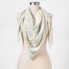 Women's Striped Print Square Crepe Scarf - A New Day Green