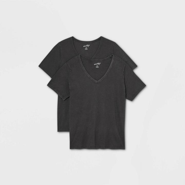 Women's Plus Size Short Sleeve V-neck 2pk Bundle T-shirt - Universal Thread Dark Gray