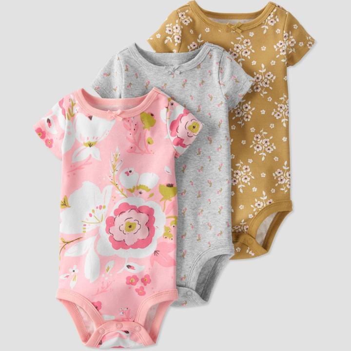 Baby Girls' 3pk Floral Bodysuit - Little Planet By Carter's Pink