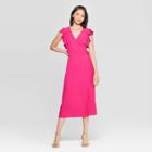 Women's Short Flutter Sleeve V-neck A Line Midi Dress - Who What Wear