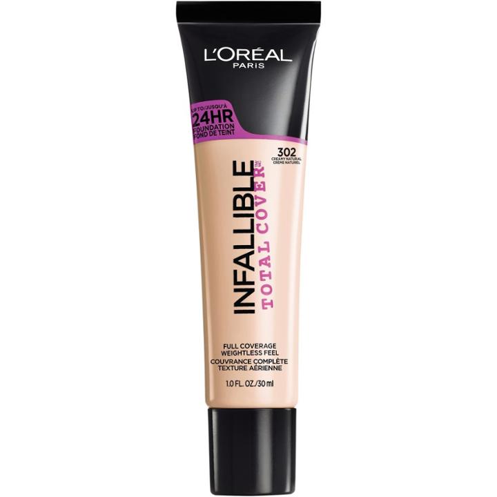 L'oreal Paris Infallible Total Cover Foundation 302 Creamy Natural 1 Fl Oz, Adult Unisex