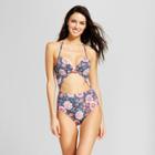 Women's Shore Twist-front Light Lift One Piece - Shade & Shore Purple Steel Floral