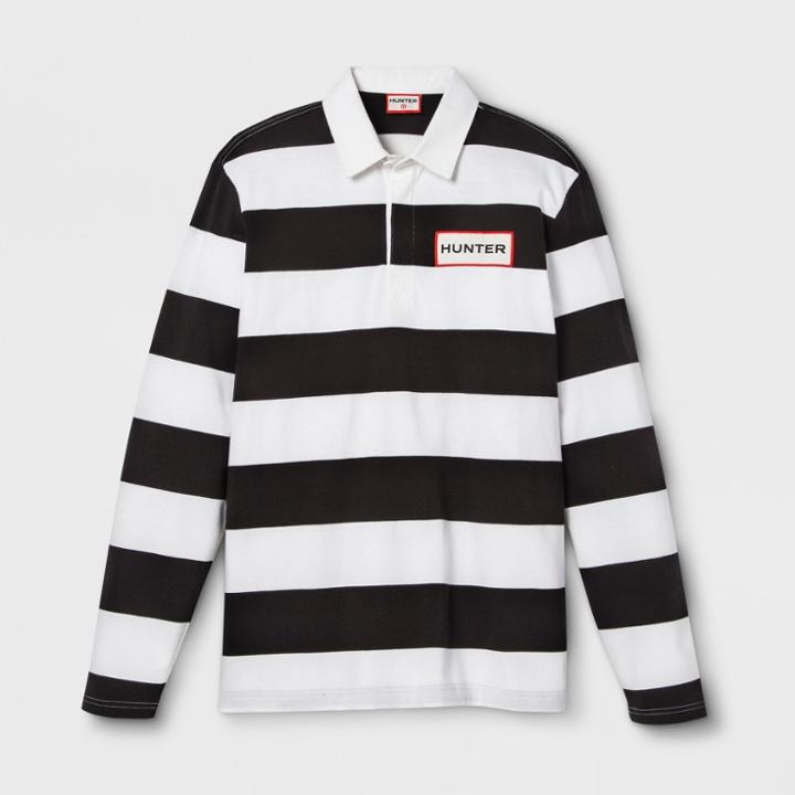 Hunter For Target Men's Long Sleeve Rugby Striped Polo Shirt - White