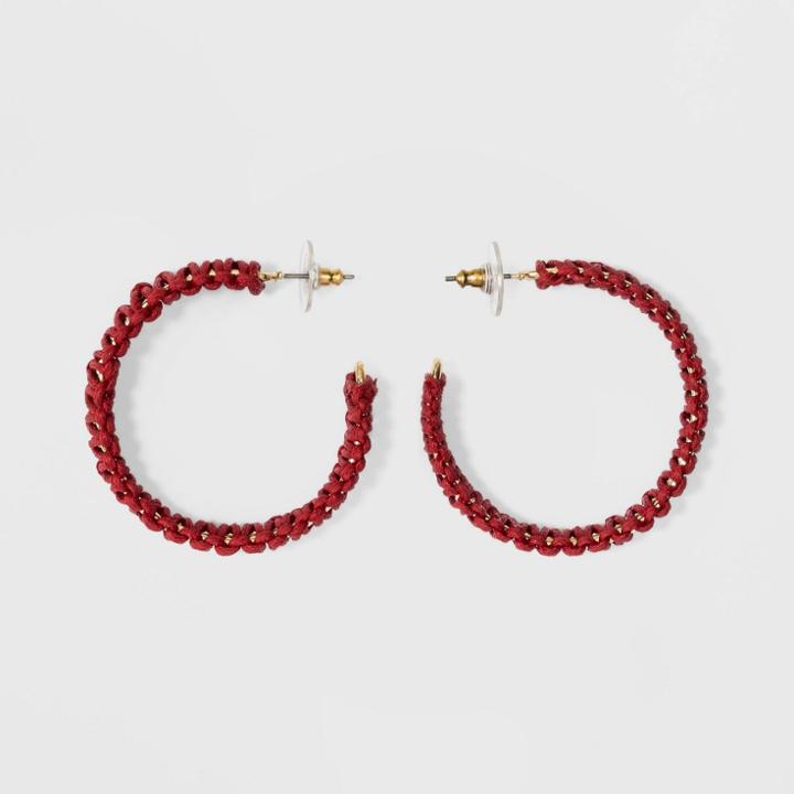 Sugarfix By Baublebar Woven Detailing Hoop Earrings - Red, Girl's