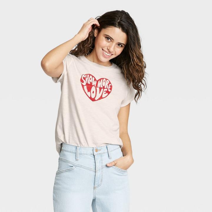 Women's Short Sleeve T-shirt - Universal Thread White/red