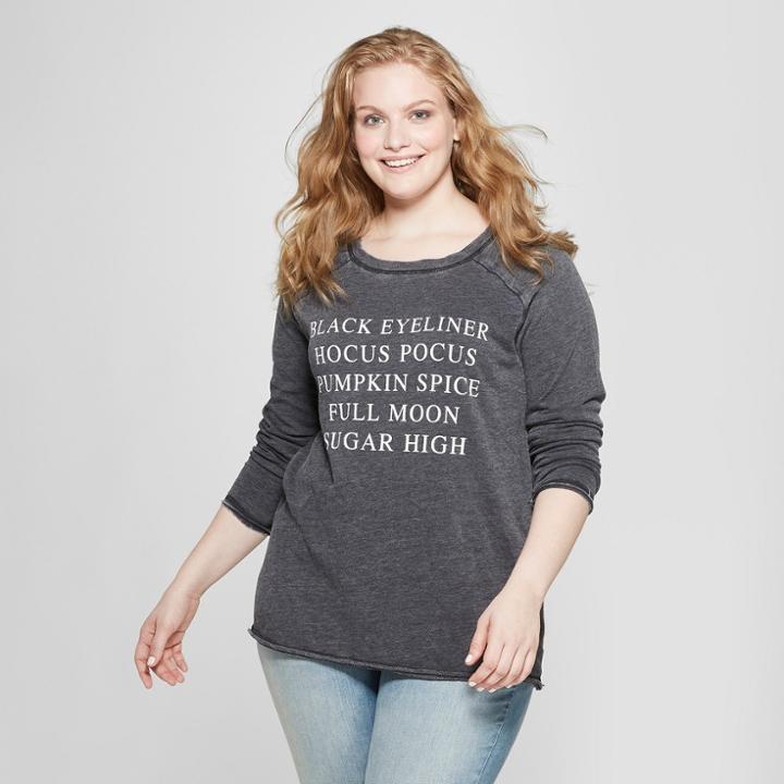 Women's Plus Size Halloween Favorites Print Sweatshirt - Grayson Threads (juniors') Black