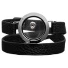 Women's Treasure Lockets Wrap Bracelet With Polished Round Crystal Locket - Black