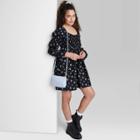 Women's Long Sleeve Smocked Muse Dress - Wild Fable Black Butterfly