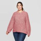 Women's Plus Size Long Sleeve Crewneck Chunky Pullover Sweater - Universal Thread Red 3x, Women's,