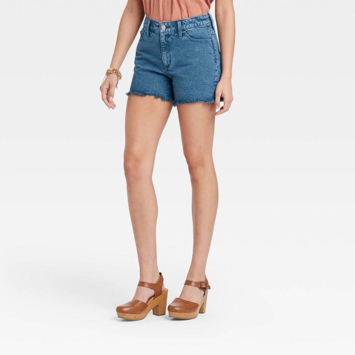 Women's High-rise Midi Jean Shorts - Universal Thread Blue