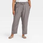 Women's Plus Size Paperbag Waist Pull-on Pants - Knox Rose Gray