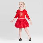 Toddler Girls' Long Sleeve T-shirt Tulle Dress - Cat & Jack Red