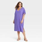 Women's Plus Size Dolman Short Sleeve Dress - Ava & Viv Purple