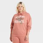 Zoe+liv Women's Plus Size Never Not Grateful Hooded Graphic Sweatshirt - Rust