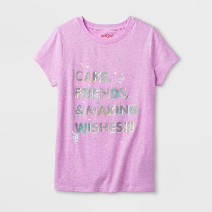 Girls' Short Sleeve Cake Friends & Wishes Graphic T-shirt - Cat & Jack Purple
