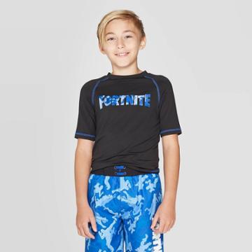 Boys' Fortnite Blue Camo Rash Guard - Black M, Boy's,